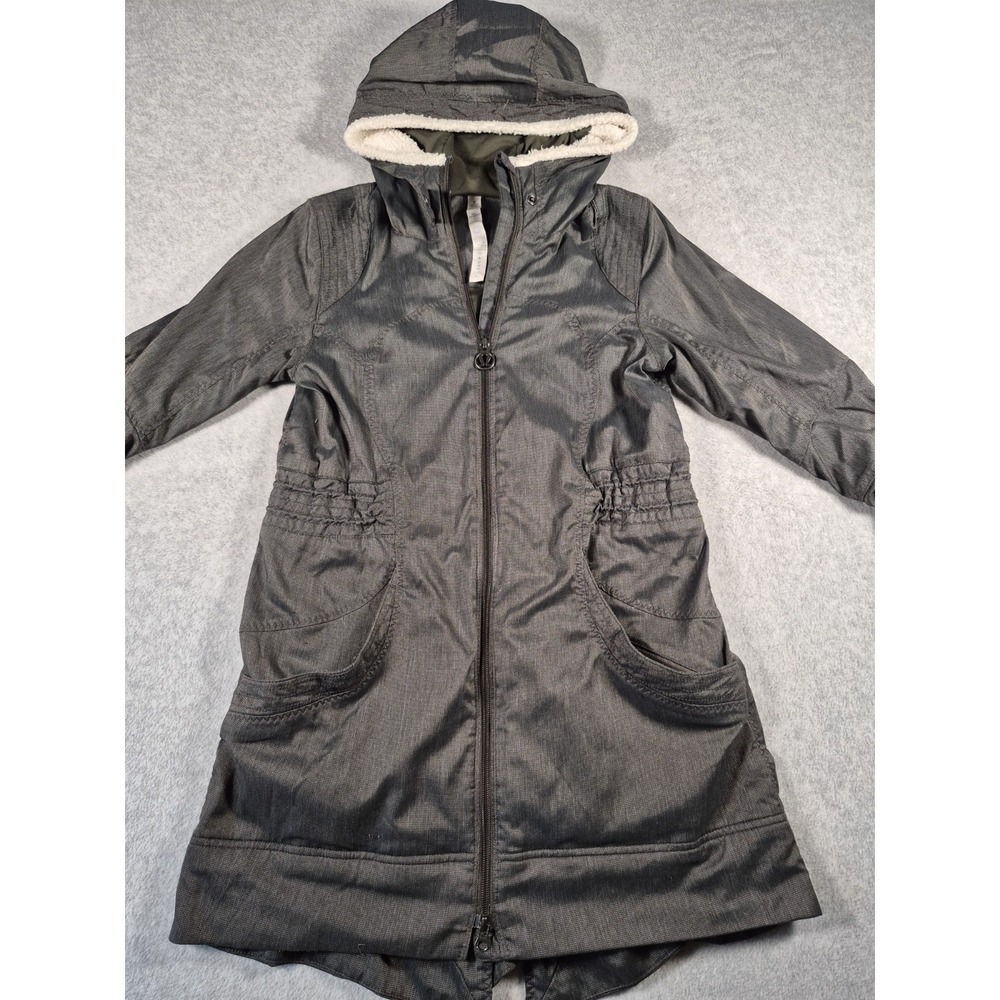 Lululemon Athleta Apres Run Anorak Herringbone Gray Women's Size 6